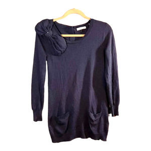 Rebecca Taylor Silk Cashmere Sweater Dress Beaded Bow Detail Feminine Women's S